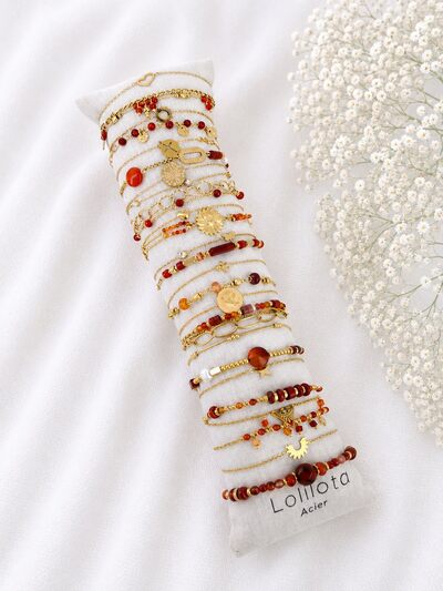 Grossista Lolilota - set di 24 braccialetti arancioni dorati Grossista Lolilota - set di 24 braccialetti arancioni dorati