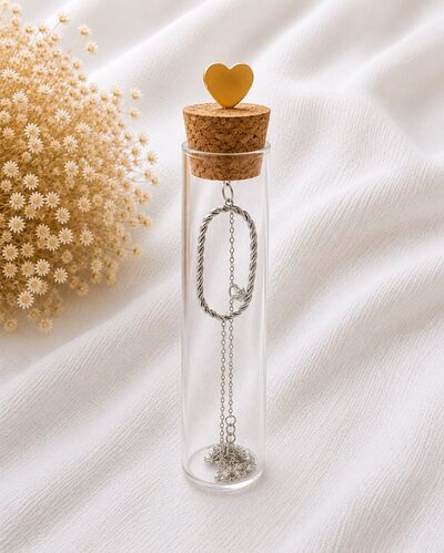 Grossista Lolilota - Bracciale ovale in fiala. Il bracciale è presentato in una fiala di vetro con tappo di sughero. Grossista Lolilota - Bracciale ovale in fiala. Il bracciale è presentato in una fiala di vetro con tappo di sughero.