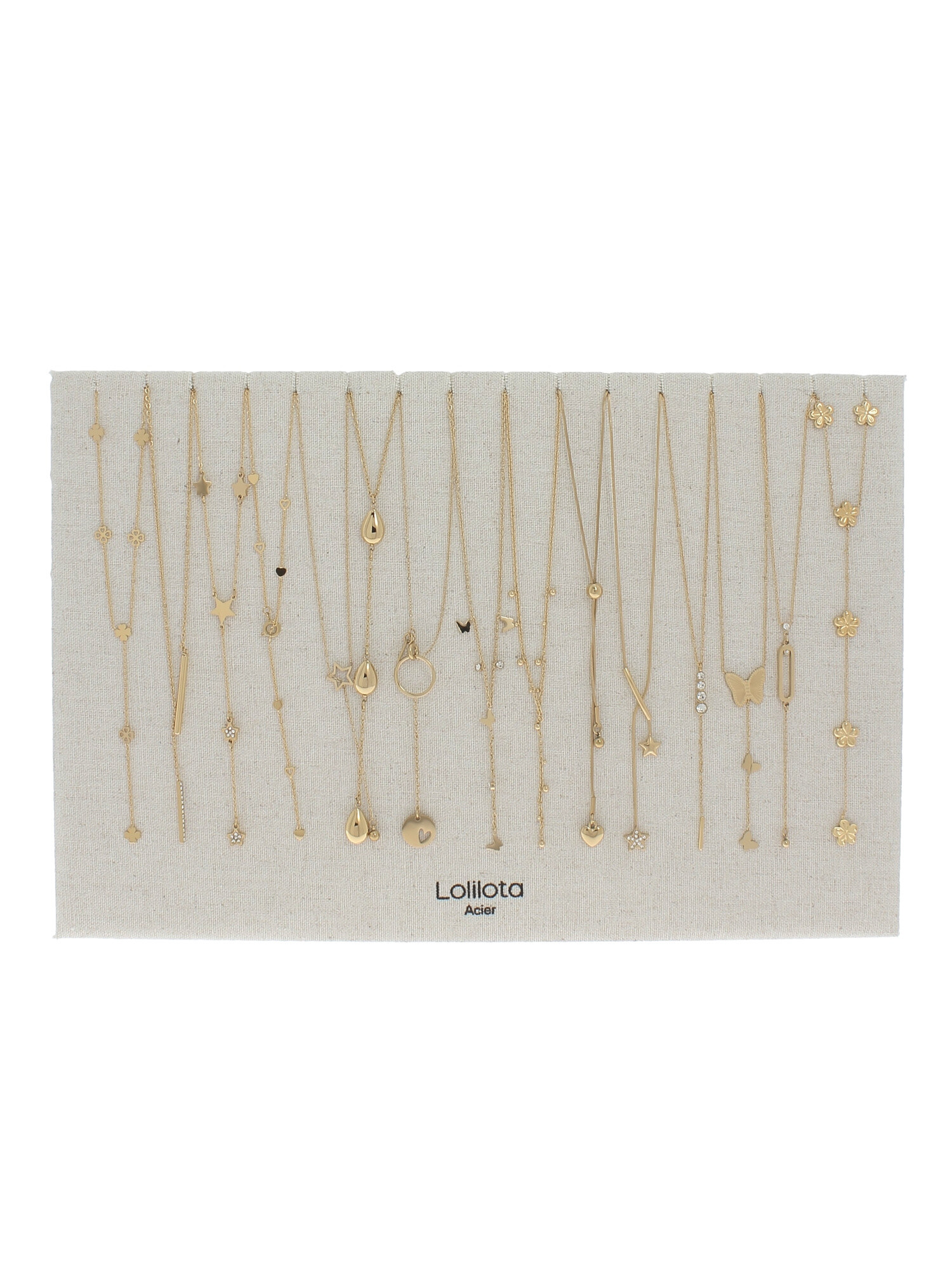 Wholesaler Lolilota - Display of 15 pink gold necklaces