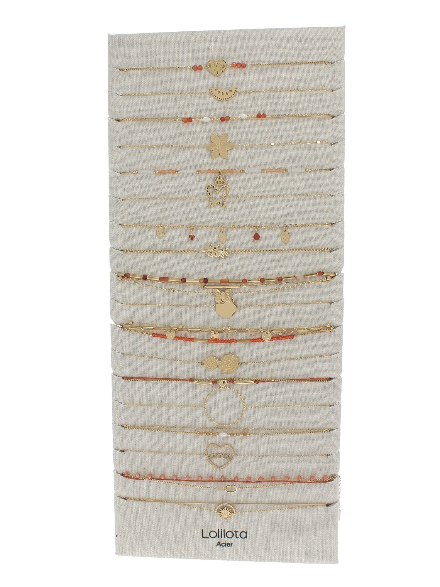 Wholesaler Lolilota - Display with 18 bracelets gold pink