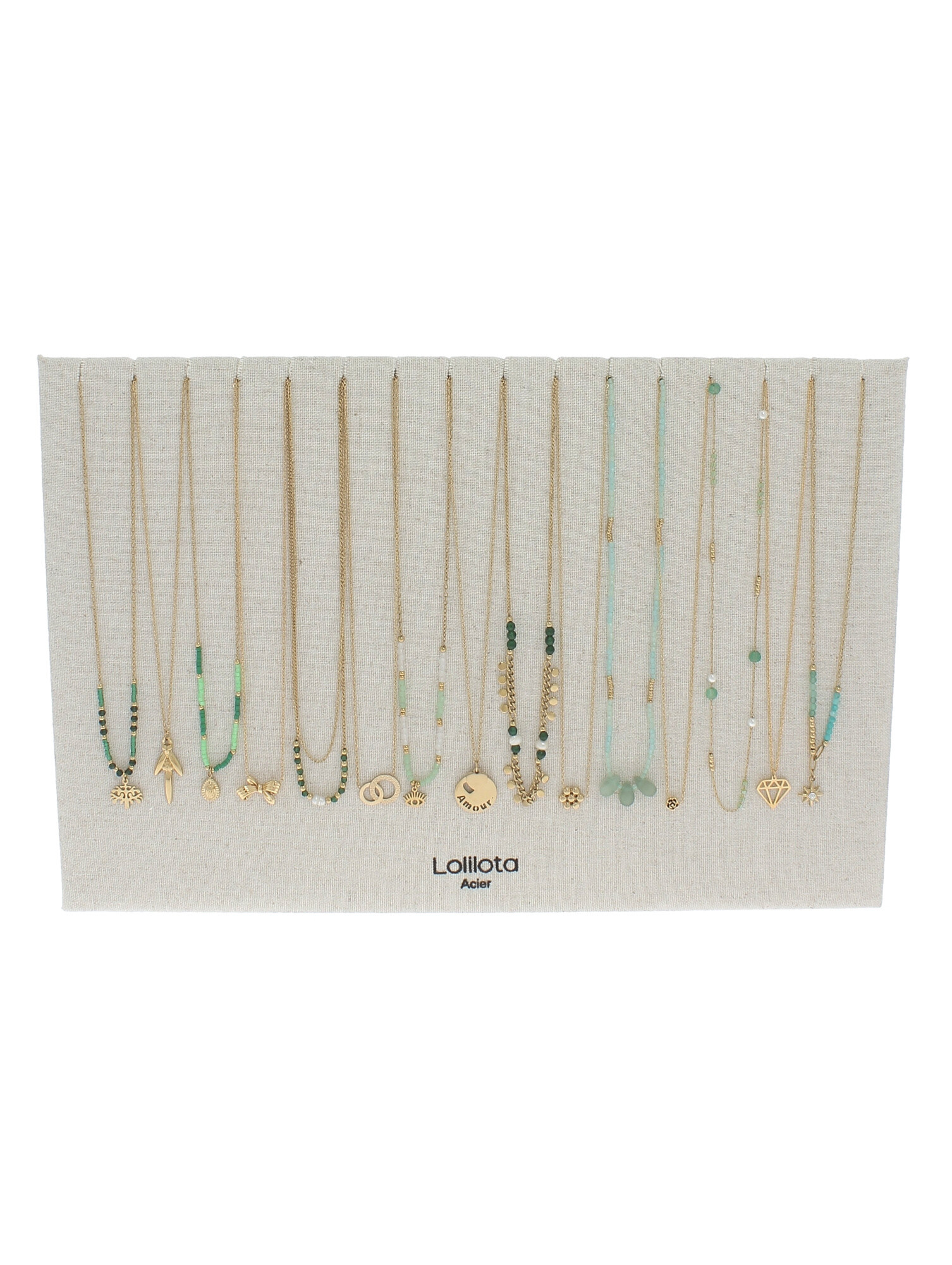Wholesaler Lolilota - Display of 15 pink gold necklaces