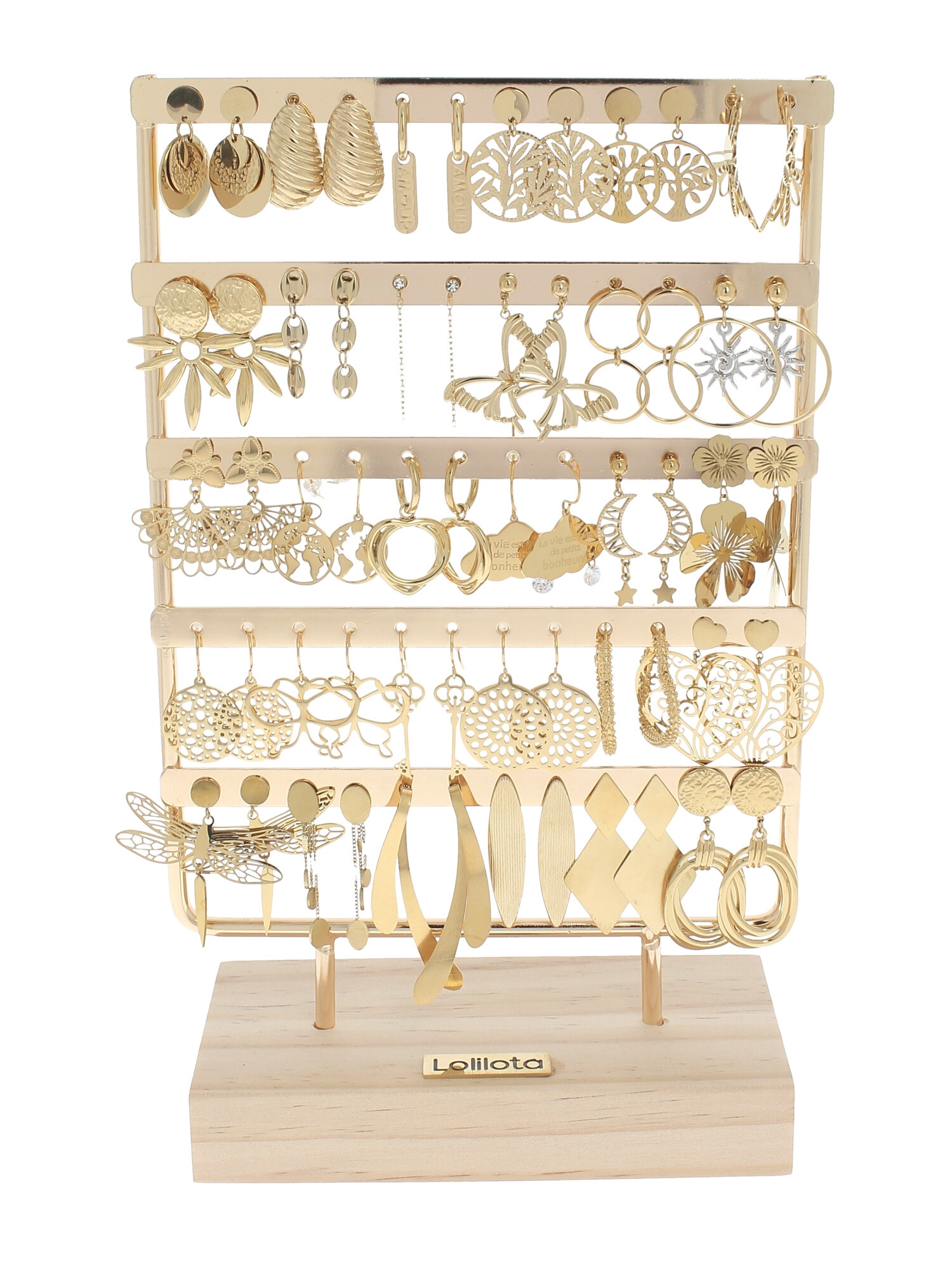 Wholesaler Lolilota - Display with 30 earring gold