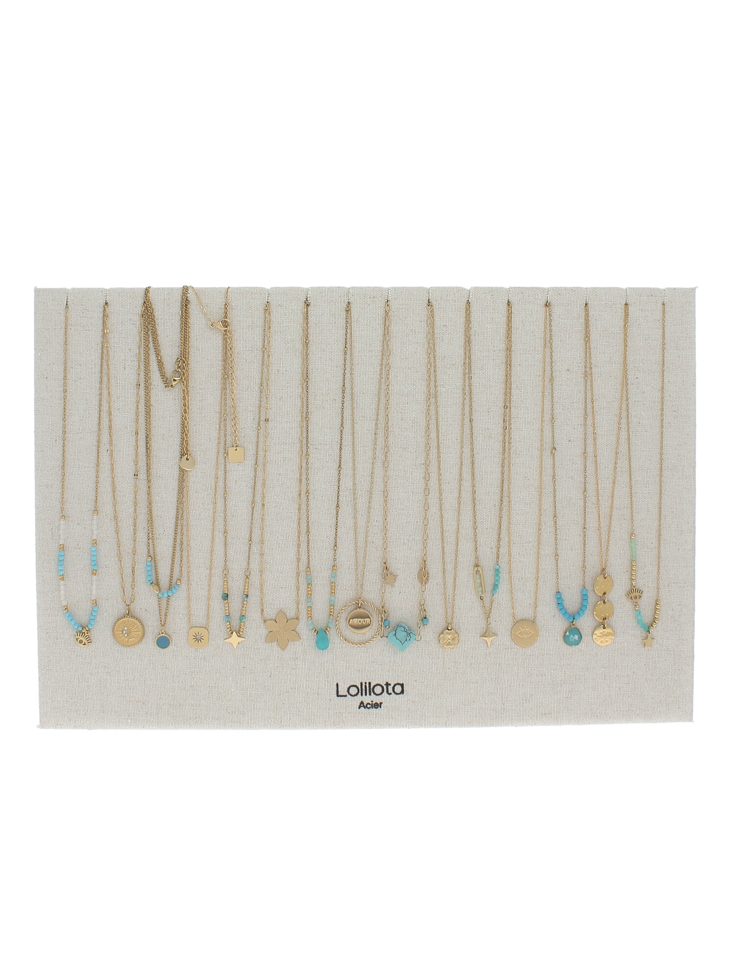 Wholesaler Lolilota - Display of 15 pink gold necklaces