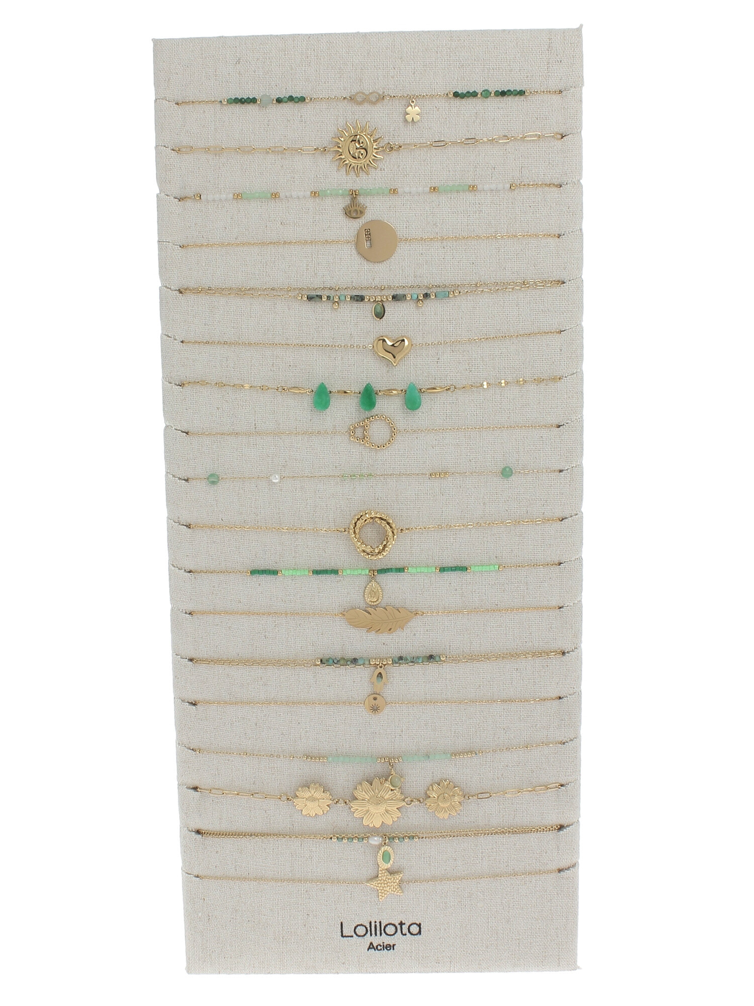 Wholesaler Lolilota - Display with 18 bracelets gold pink