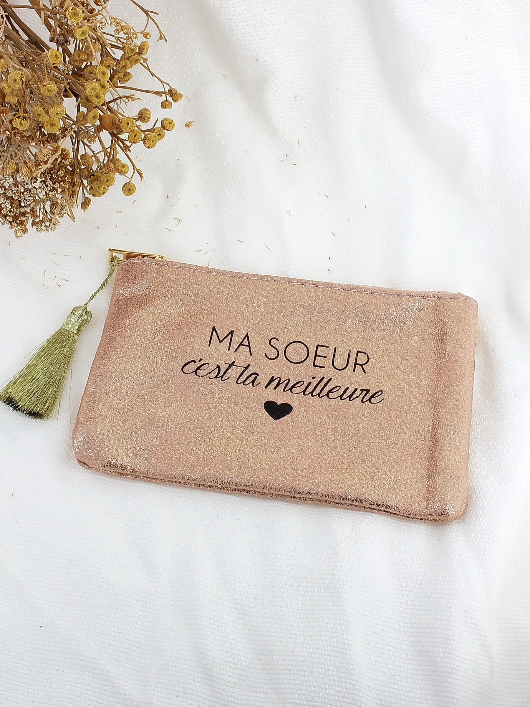 Wholesaler Lolilota - Shiny fabric pouch with the text MY SISTER is the best