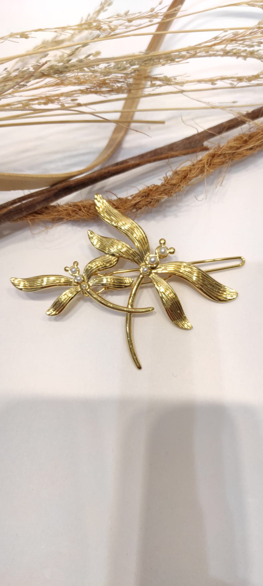 Wholesaler LOLO & YAYA - Somia dragonfly hair barrette in stainless steel