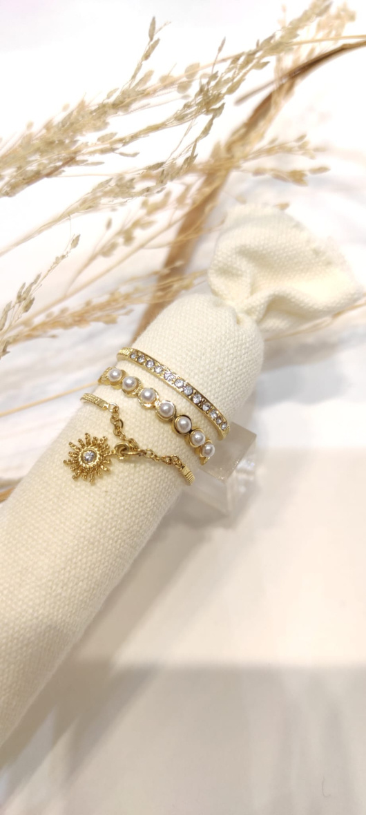 Wholesaler LOLO & YAYA - Israa Sun pearl rhinestone ring in stainless steel