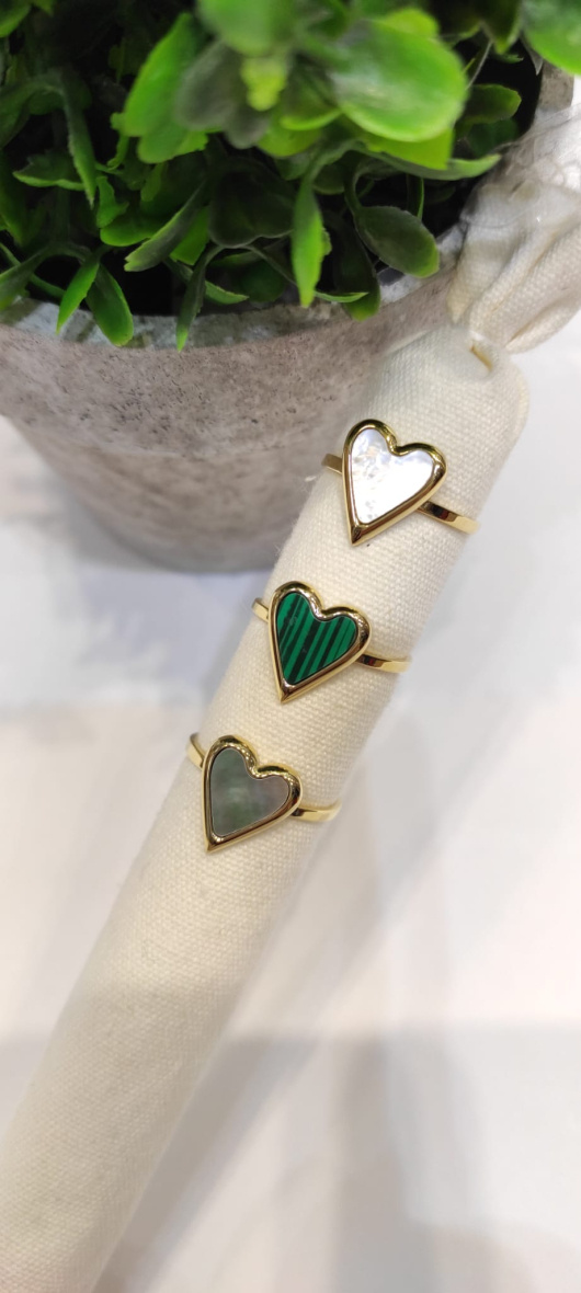 Wholesaler LOLO & YAYA - Viviane mother-of-pearl heart ring in stainless steel