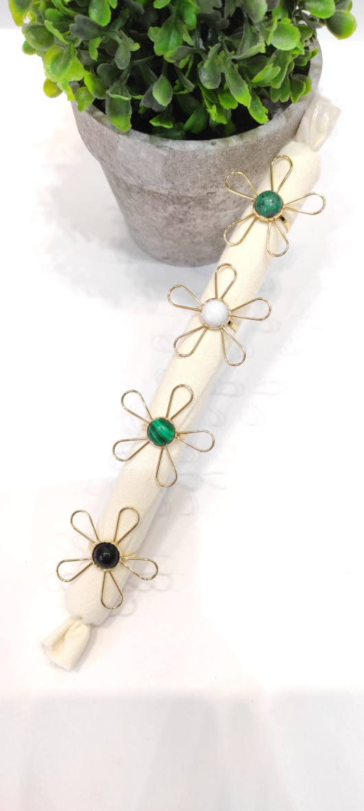 Wholesaler LOLO & YAYA - Johanna flower ring with stone in stainless steel