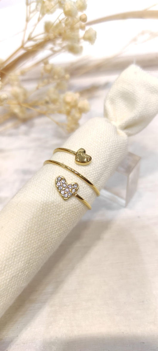 Wholesaler LOLO & YAYA - Nao heart rhinestone ring in stainless steel