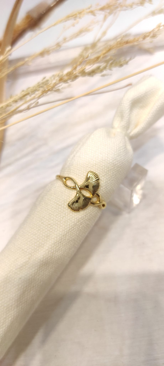 Wholesaler LOLO & YAYA - Alva adjustable ginkgo leaf ring in stainless steel