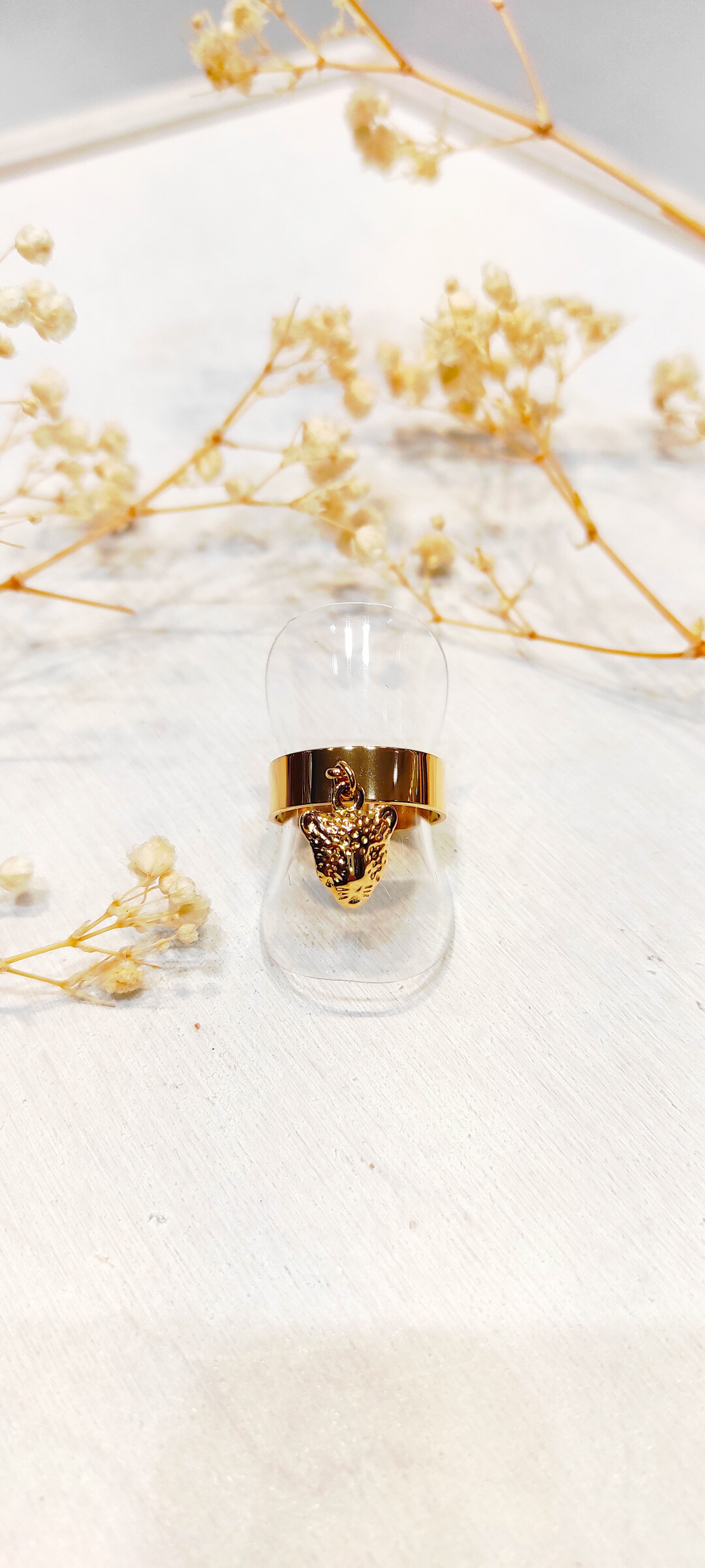 Mayorista Lolo & Yaya - Anillo con encantos de leopardo de acero inoxidable