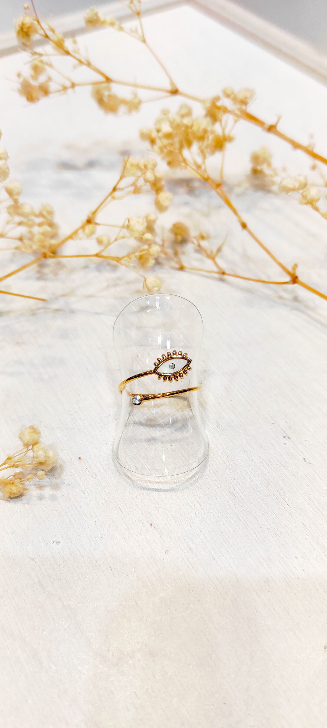 Mayorista Lolo & Yaya - Anillo de perlas de acero inoxidable y diamantes de imitación