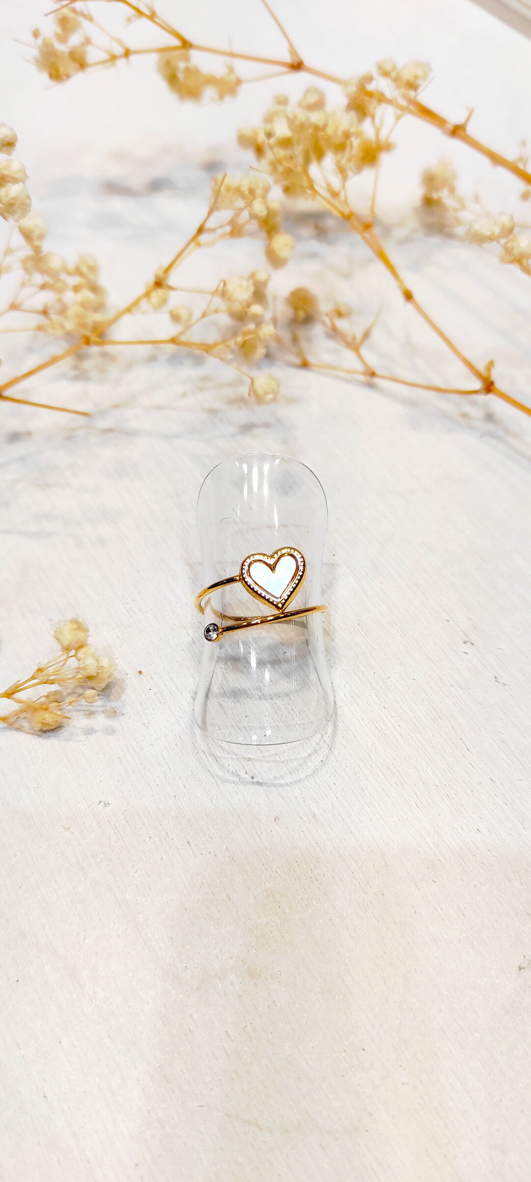 Mayorista Lolo & Yaya - Myliane Pearly Heart Ring y acero inoxidable Rhinestones