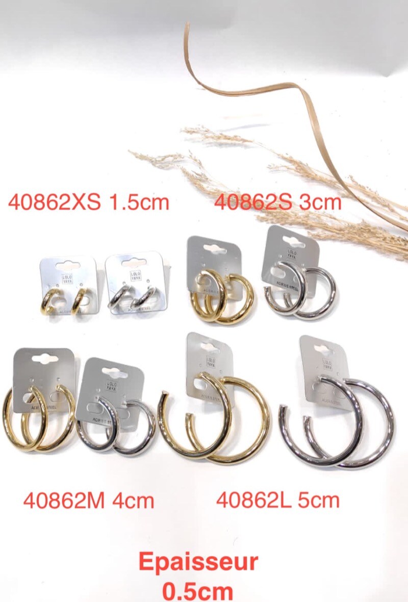 Grossiste LOLO & YAYA - Boucles d’oreilles créoles 1.5cm en Acier inoxydable