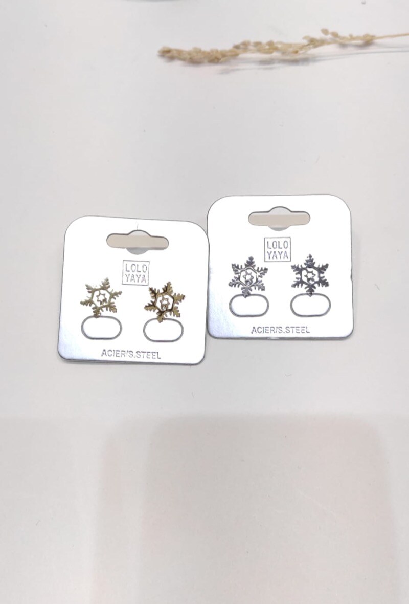 Wholesaler LOLO & YAYA - Boucles d’oreilles Flocon de neige en acier inoxydable