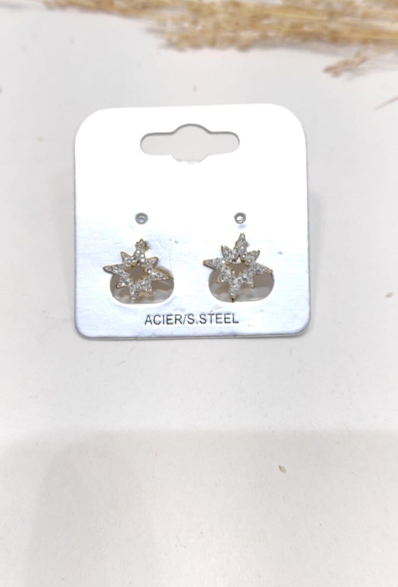 Wholesaler LOLO & YAYA - Boucles d’oreilles puces strass en acier inoxydable