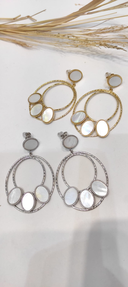 Grossiste LOLO & YAYA - Boucles d’oreilles nacre Feriel multi en acier inoxydable