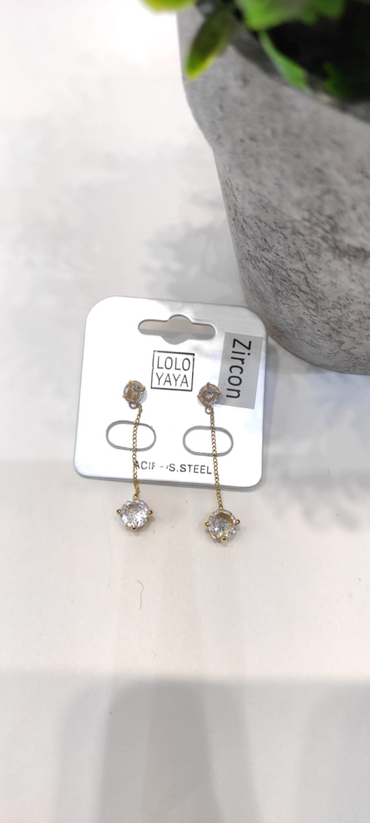 Wholesaler LOLO & YAYA - Anic round rhinestone earrings dangling in stainless steel