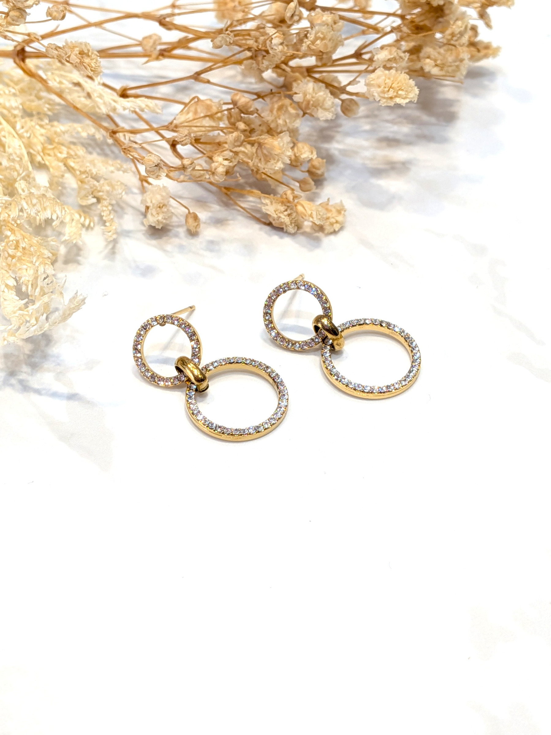 Wholesaler LOLO & YAYA - Lanesterosen earrings with stainless steel strass