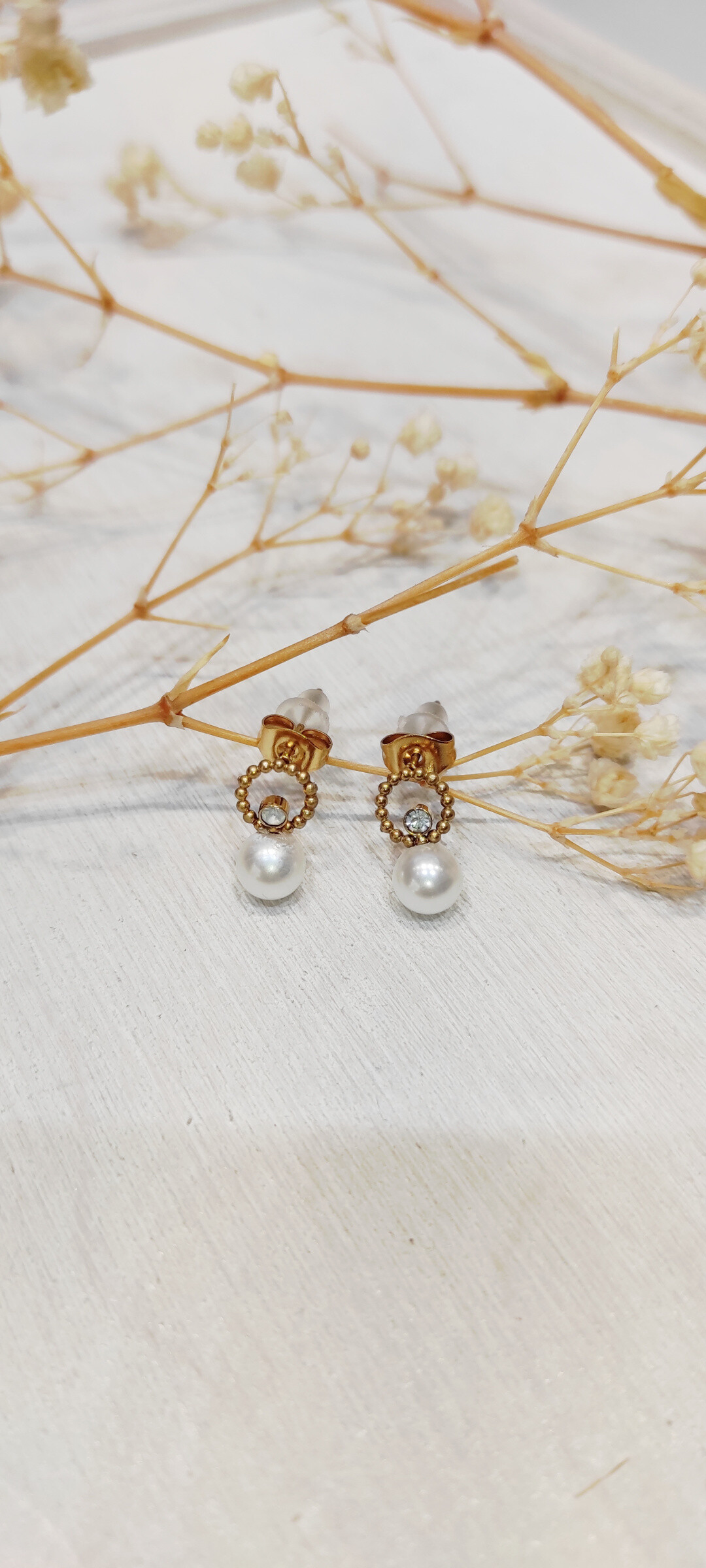 Grossiste Lolo & Yaya - Boucles d’oreilles strass et perle Rory en acier inoxydable