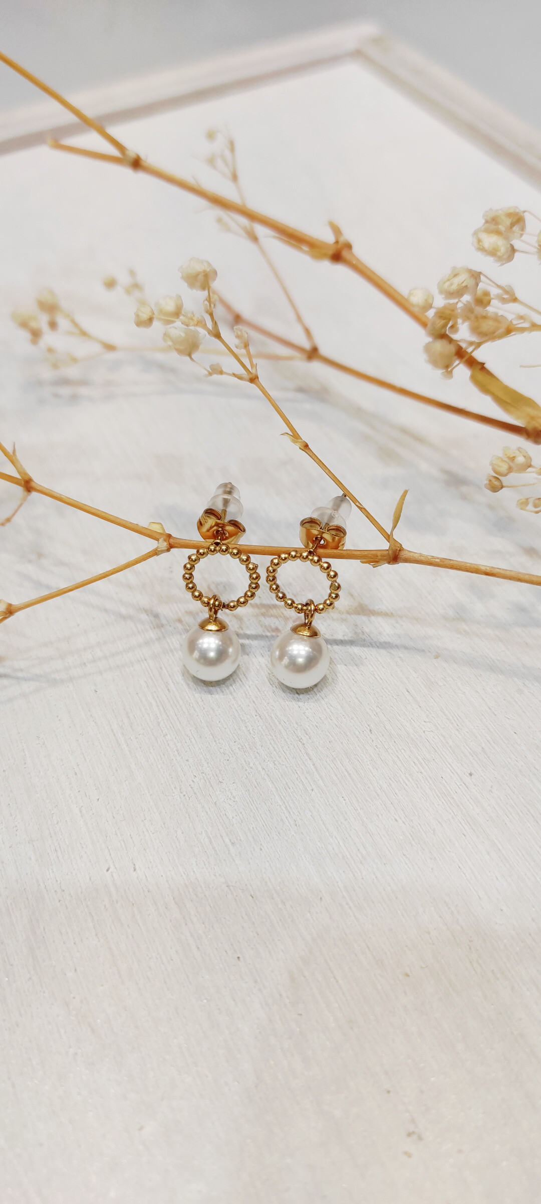 Grossiste Lolo & Yaya - Boucles d'oreilles perle Gio en acier inoxydable