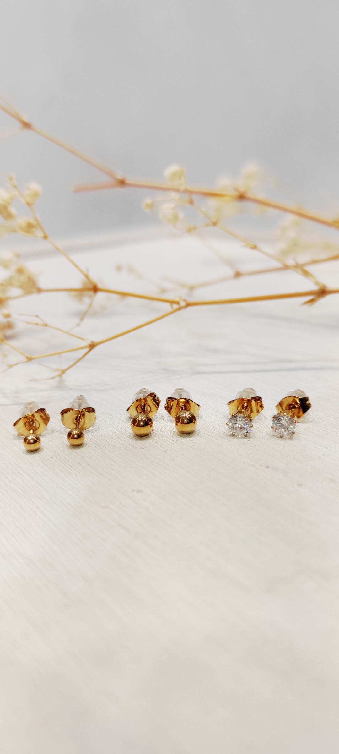 Wholesaler Lolo & Yaya - Trio earrings with stainless steel rhinestones