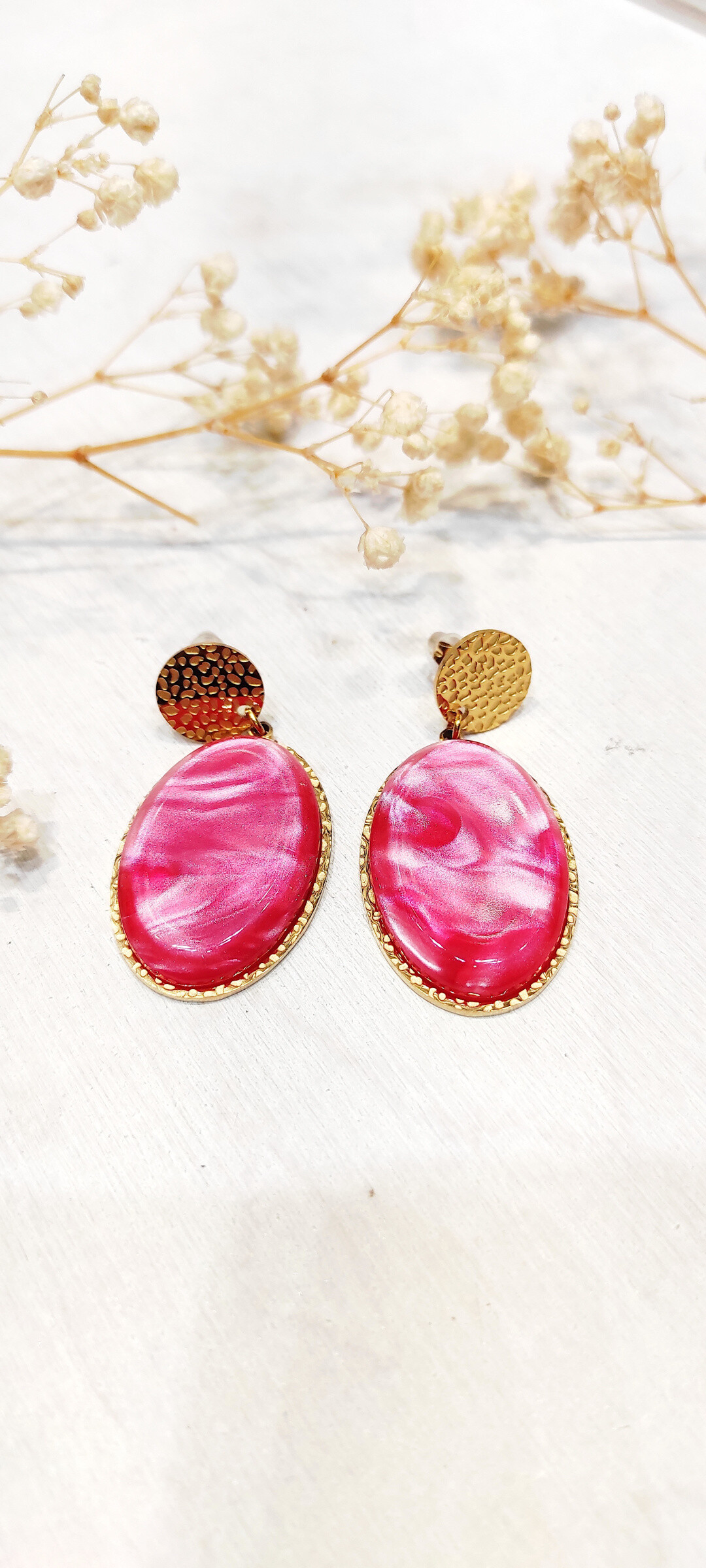 Wholesaler Lolo & Yaya - Oval Cataleya stainless steel oval stone earrings