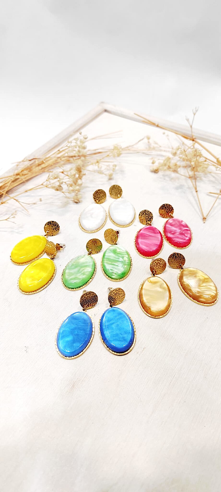 Grossiste Lolo & Yaya - Boucles d’oreilles pierre ovale Cataleya en acier inoxydable