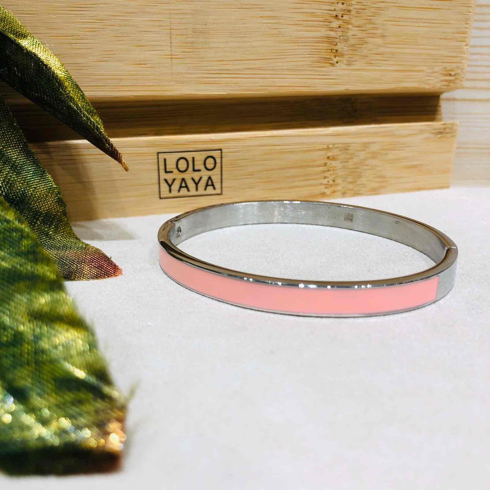 Grossiste LOLO & YAYA - Bracelet Jonc large Émaillé sur base argenté en Acier inoxydable