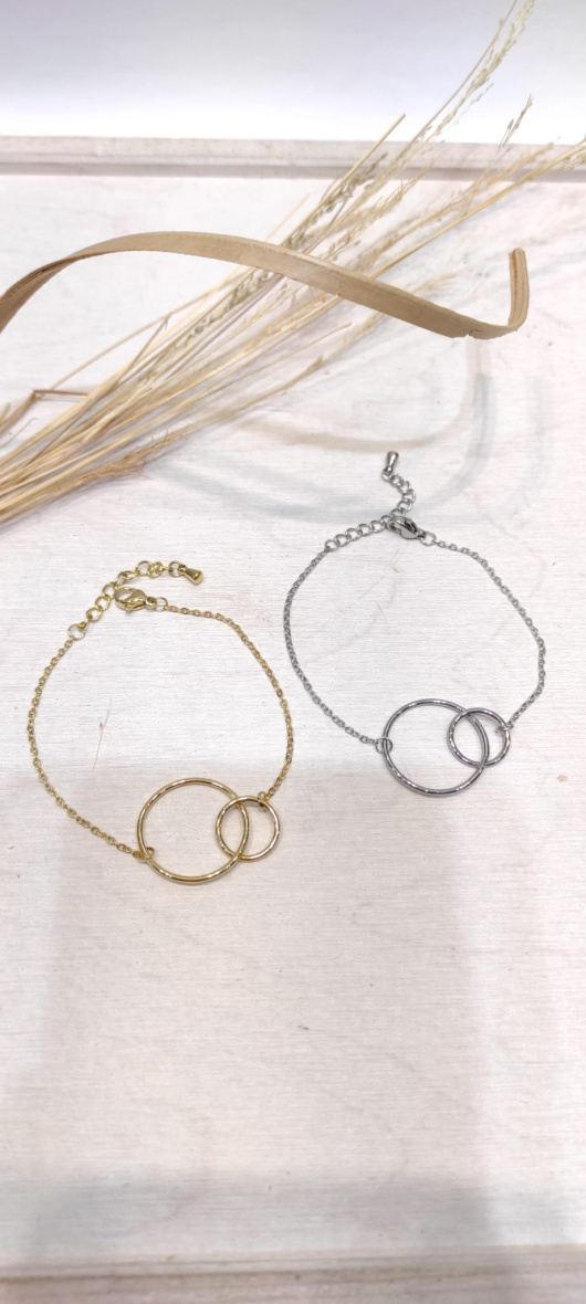 Grossiste LOLO & YAYA - Bracelet Double Anneaux en Acier inoxydable