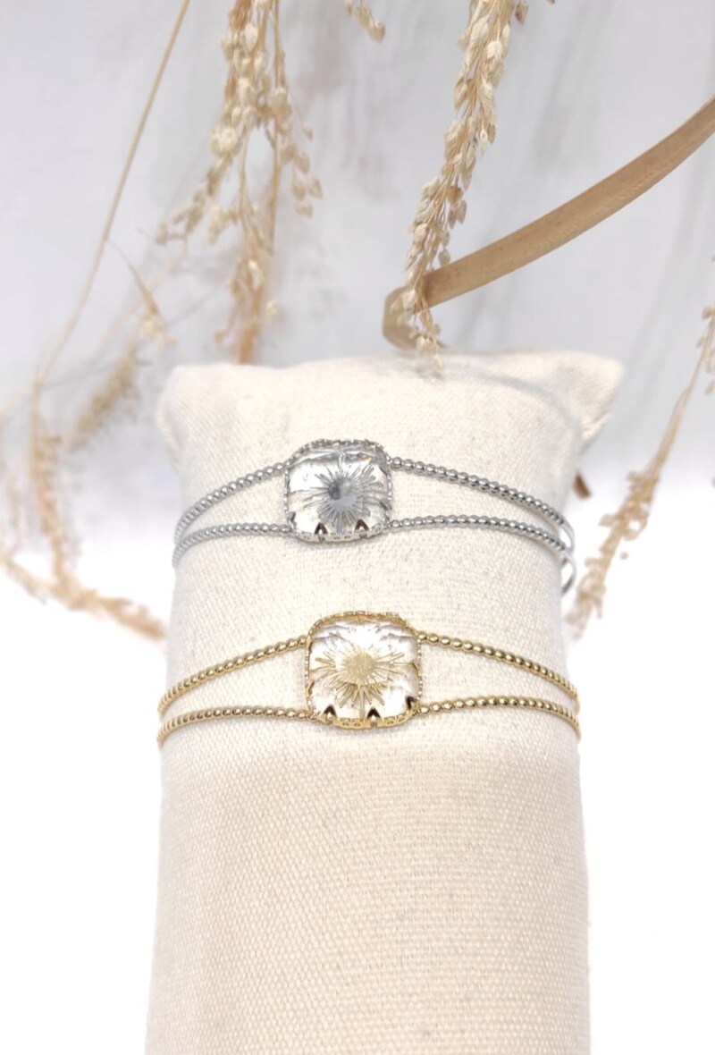 Grossiste LOLO & YAYA - Bracelet jonc rigide transparent Keyla en acier inoxydable