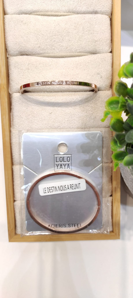 Wholesaler LOLO & YAYA - Bracelet message « LE DESTIN NOUS A REUNIT » en acier inoxydable