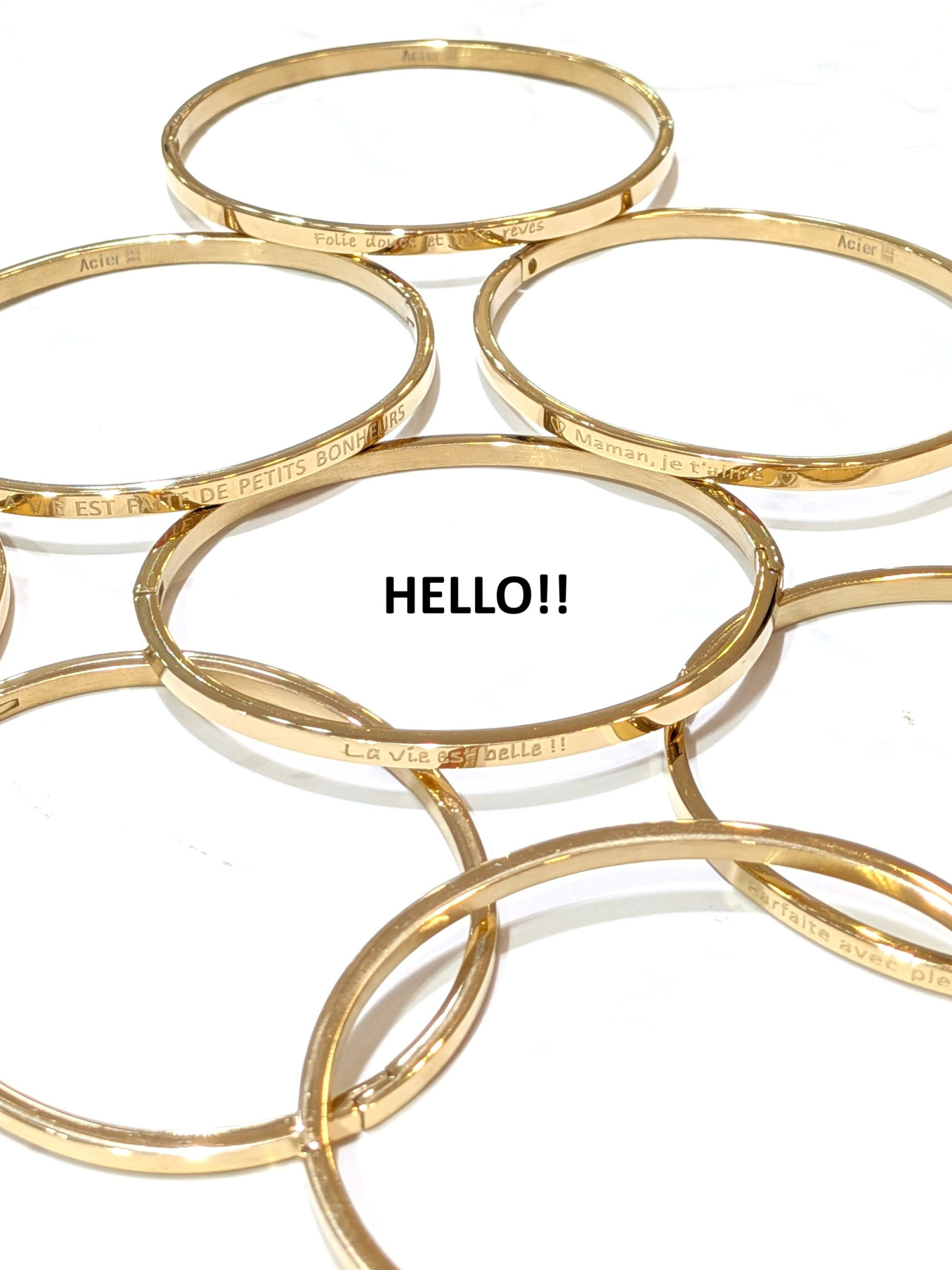 Wholesaler LOLO & YAYA - Bracelet message « HELLO !! » en acier inoxydable