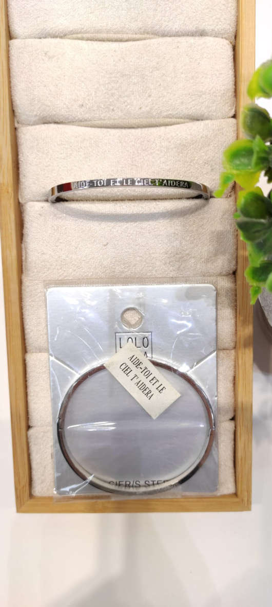 Wholesaler LOLO & YAYA - Bracelet message « AIDE-TOI ET LE CIEL T’AIDERA » en acier inoxydable