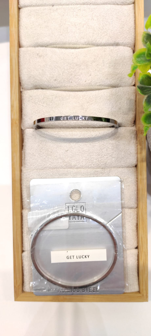 Wholesaler LOLO & YAYA - Bracelet message « GET LUCKY » en acier inoxydable