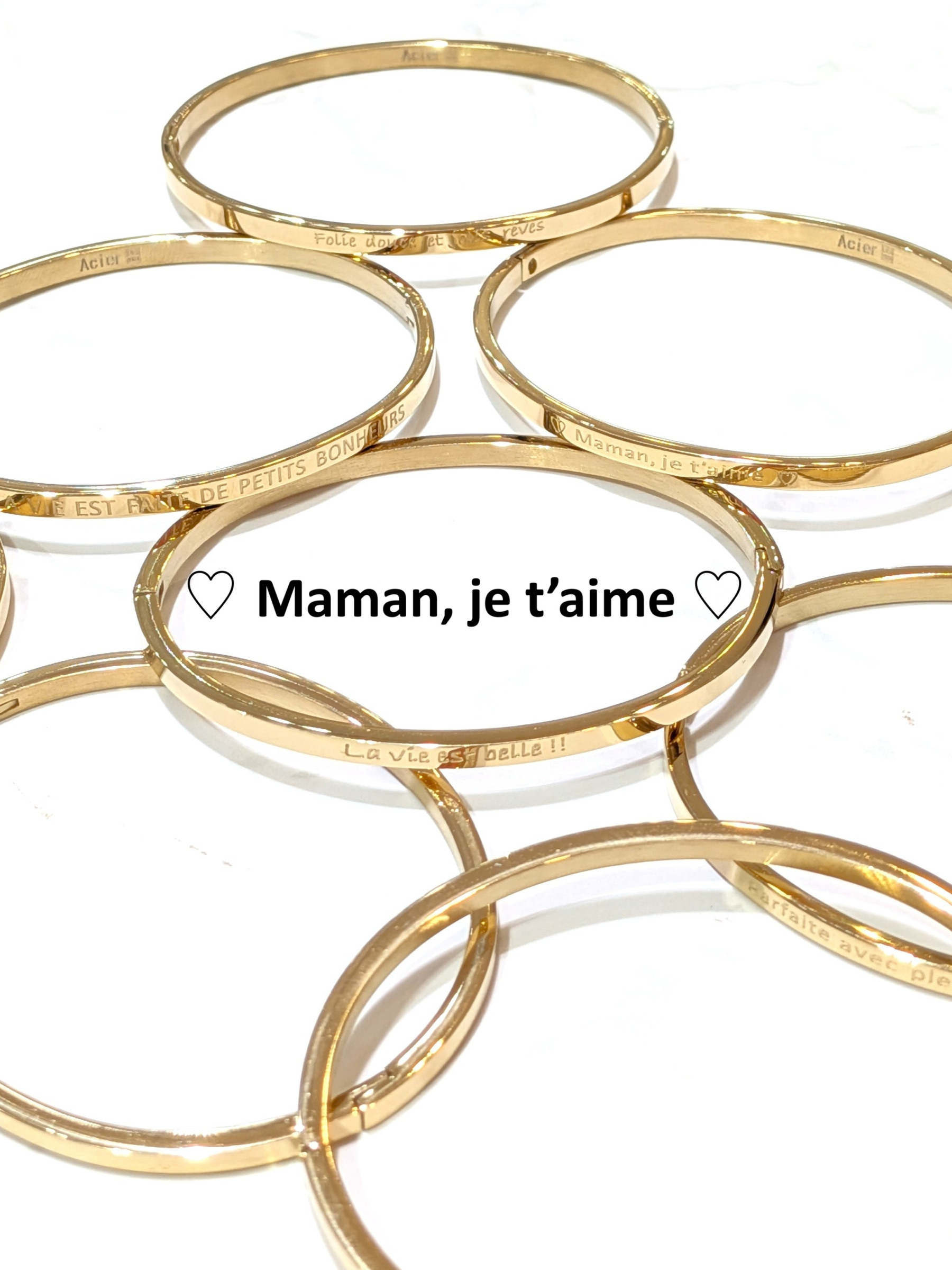 Wholesaler LOLO & YAYA - Bracelet message « ♡ Maman, je t’aime ♡ » en acier inoxydable