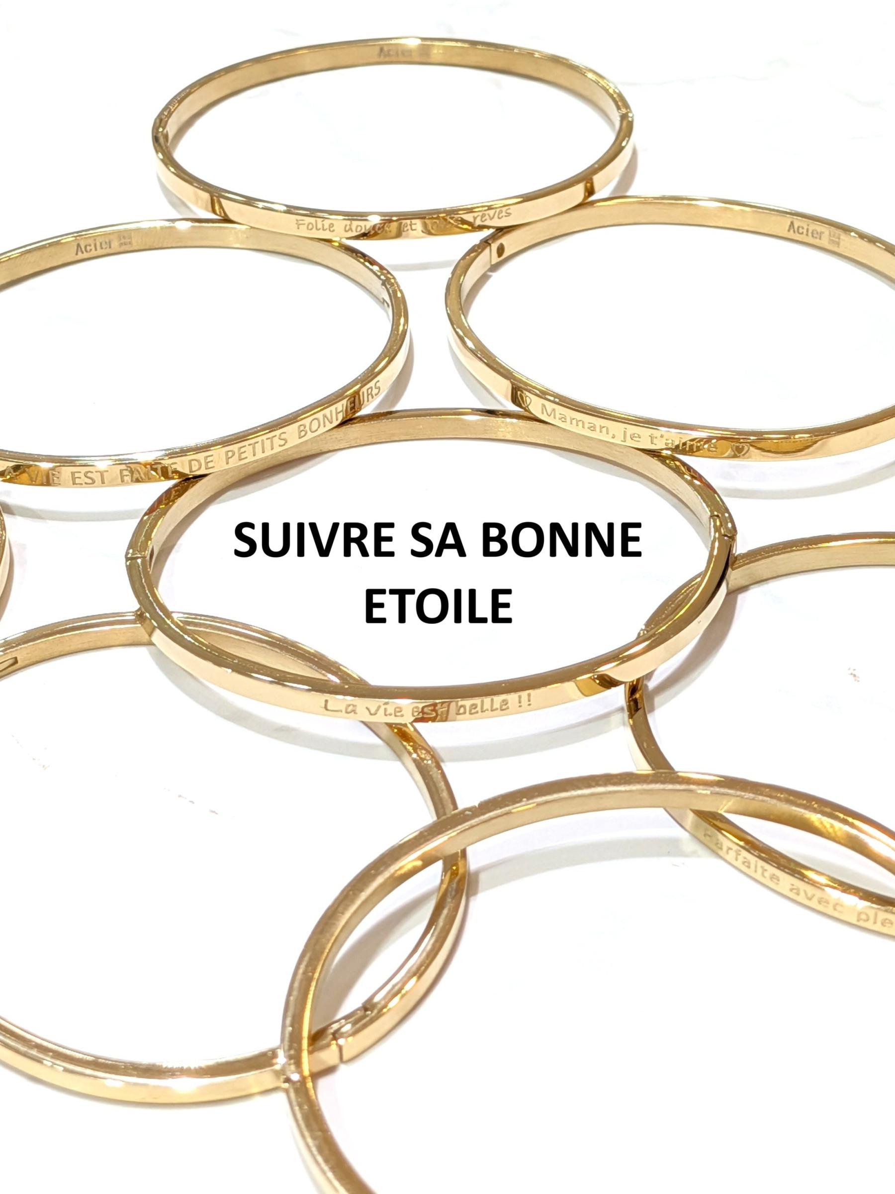Wholesaler LOLO & YAYA - Bracelet message « SUIRVE SA BONNE ETOILE » en acier inoxydable