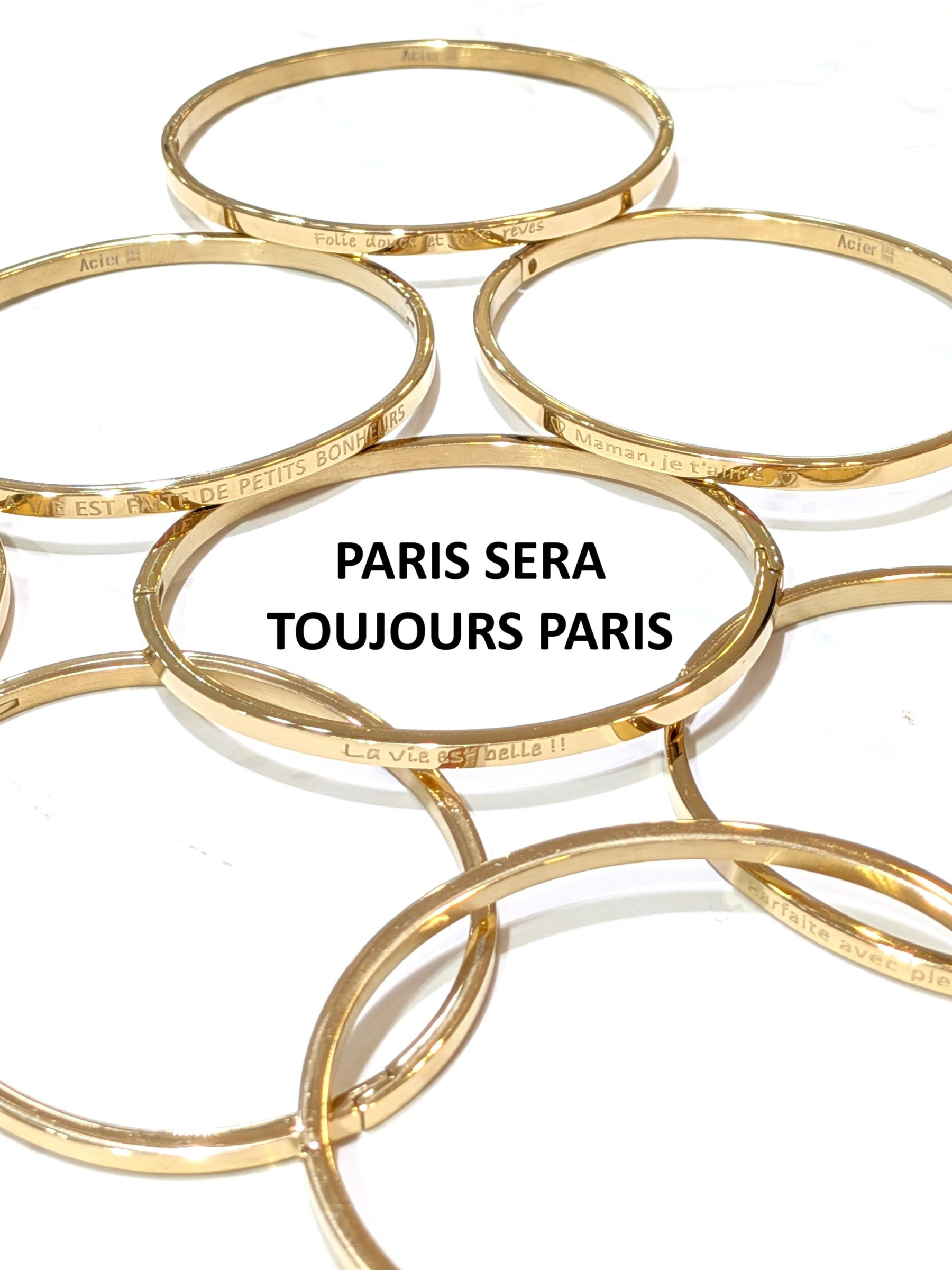 Wholesaler LOLO & YAYA - Bracelet message « PARIS SERA TOUJOURS PARIS » en acier inoxydable