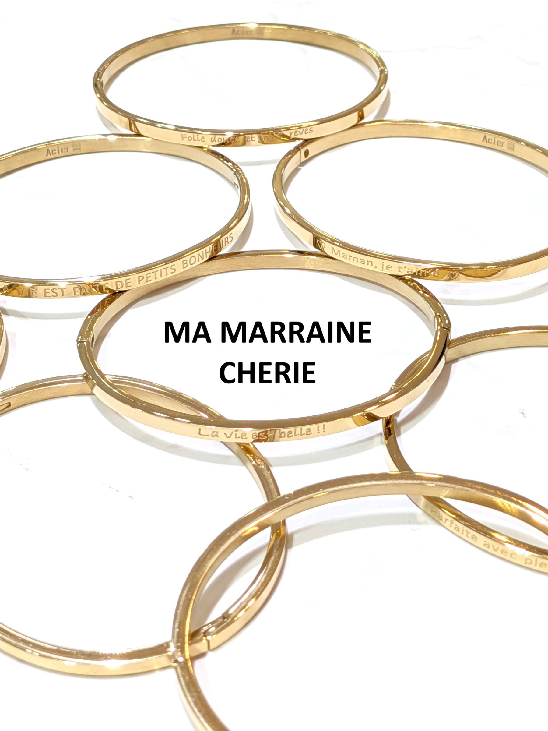 Wholesaler LOLO & YAYA - Bracelet message « MA MARRAINE CHERIE » en acier inoxydable