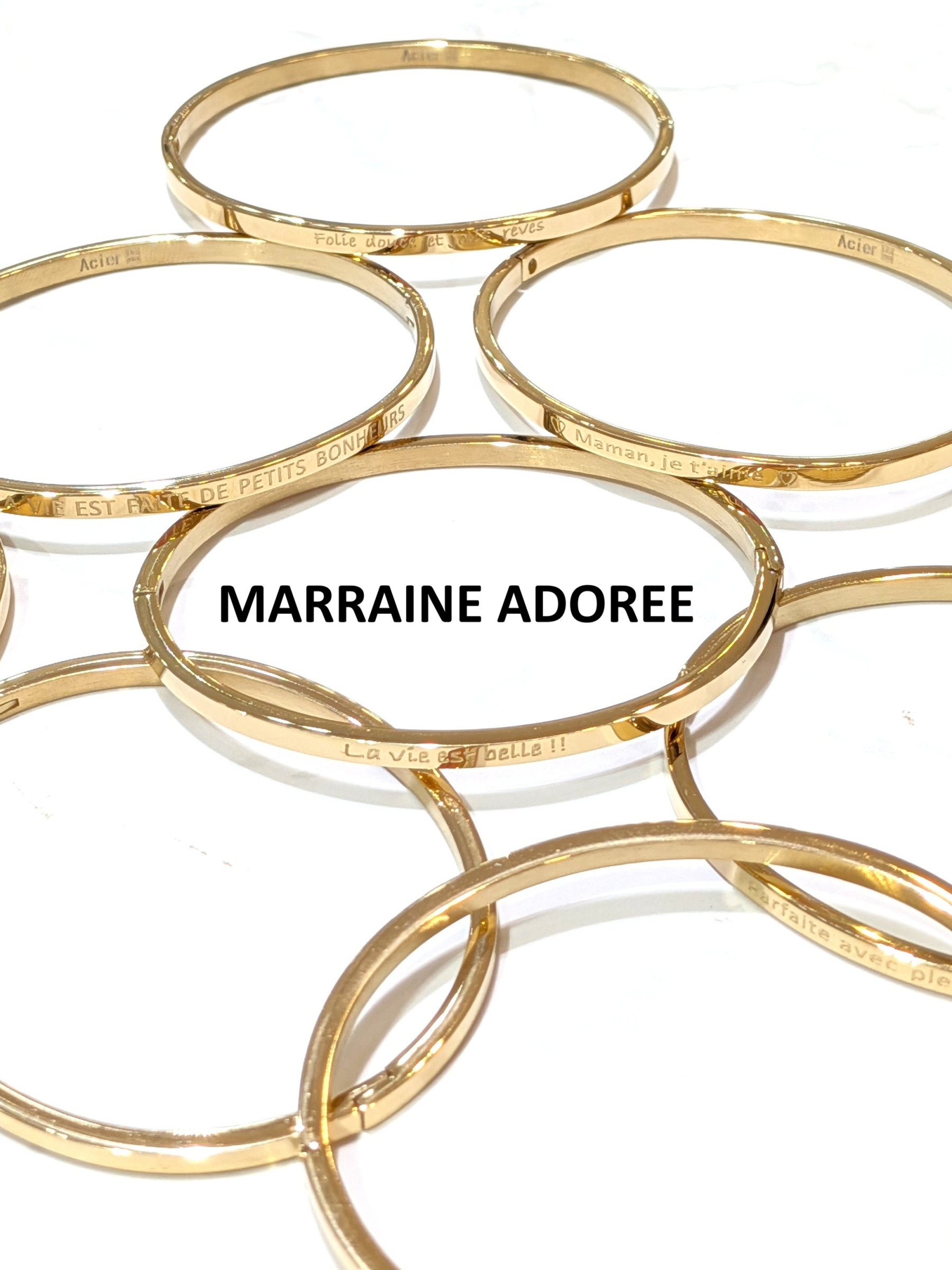 Wholesaler LOLO & YAYA - Bracelet message « MARRAINE ADOREE » en acier inoxydable