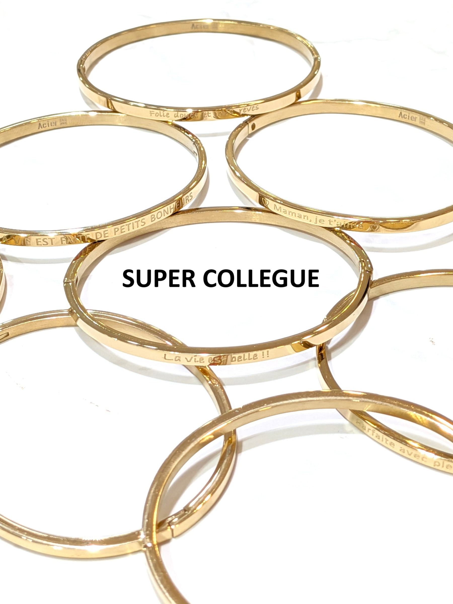 Wholesaler LOLO & YAYA - Bracelet message « SUPER COLLEGUE » en acier inoxydable
