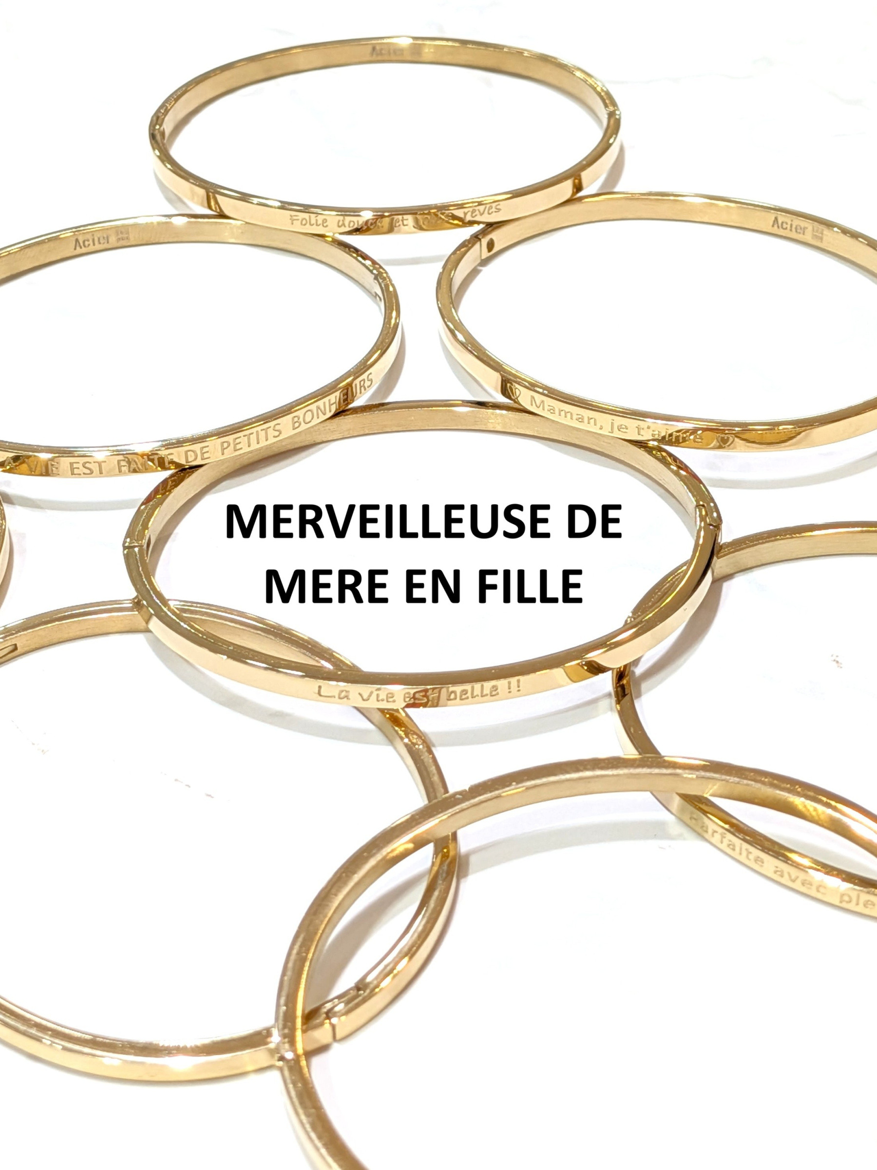 Wholesaler LOLO & YAYA - Bracelet message « MERVEILLEUSE DE MERE EN FILLE » en acier inoxydable