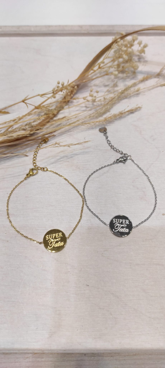 Wholesaler LOLO & YAYA - SUPER Tata message bracelet in stainless steel