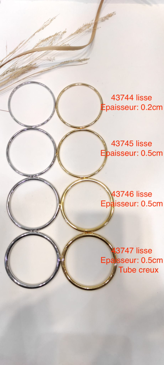 Mayorista LOLO & YAYA - Brazalete rígido tubo hueco liso de 0,5cm de espesor en acero