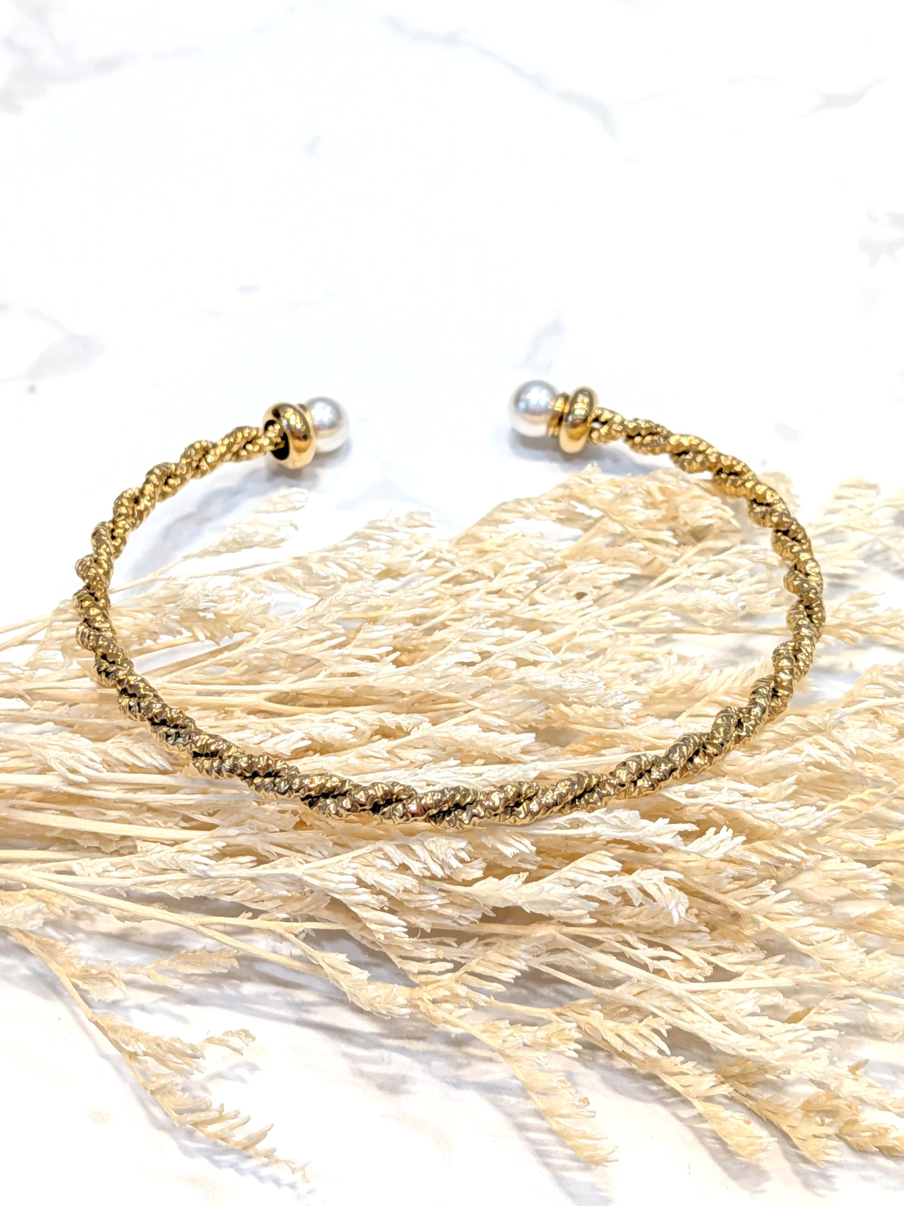 Mayorista LOLO & YAYA - Brazalete rígido de perlas Alzira en acero