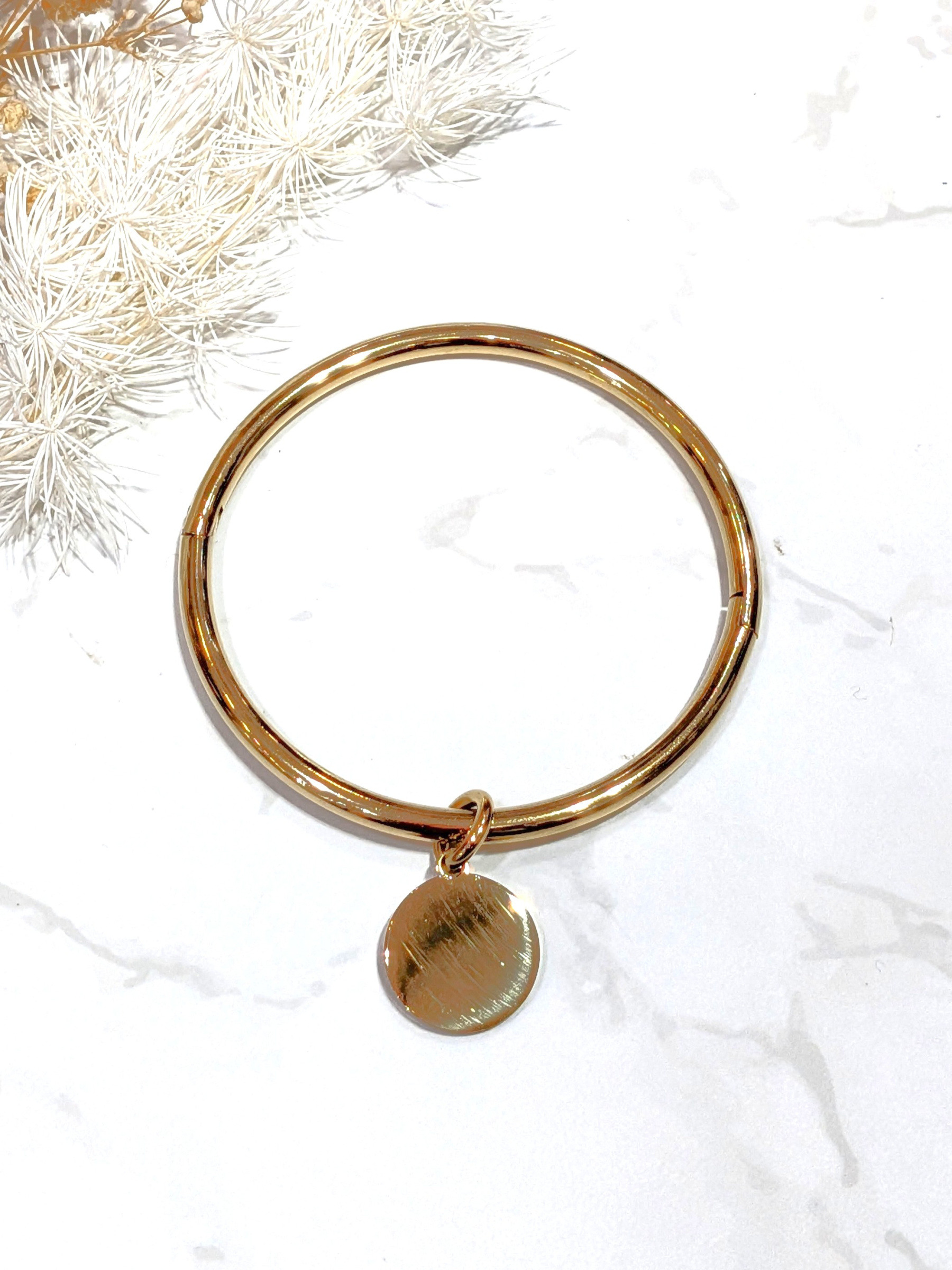 Wholesaler LOLO & YAYA - Rigid bangle blank round charm in stainless steel