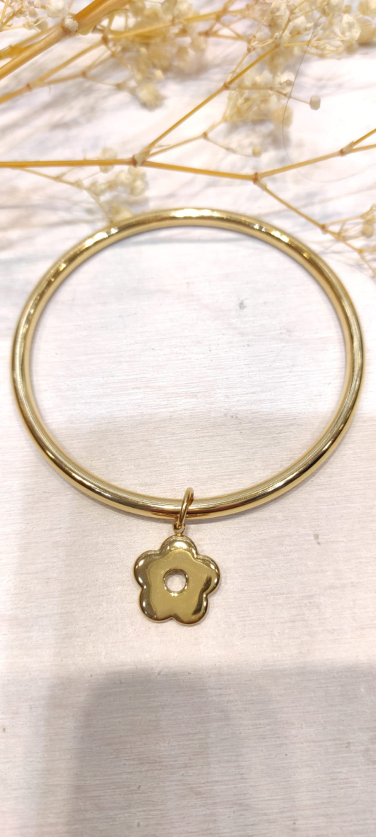 Wholesaler LOLO & YAYA - Rigid bangle Aila charm in stainless steel