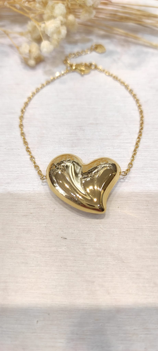 Wholesaler LOLO & YAYA - Timeless Clairie heart bracelet 2cm in stainless steel