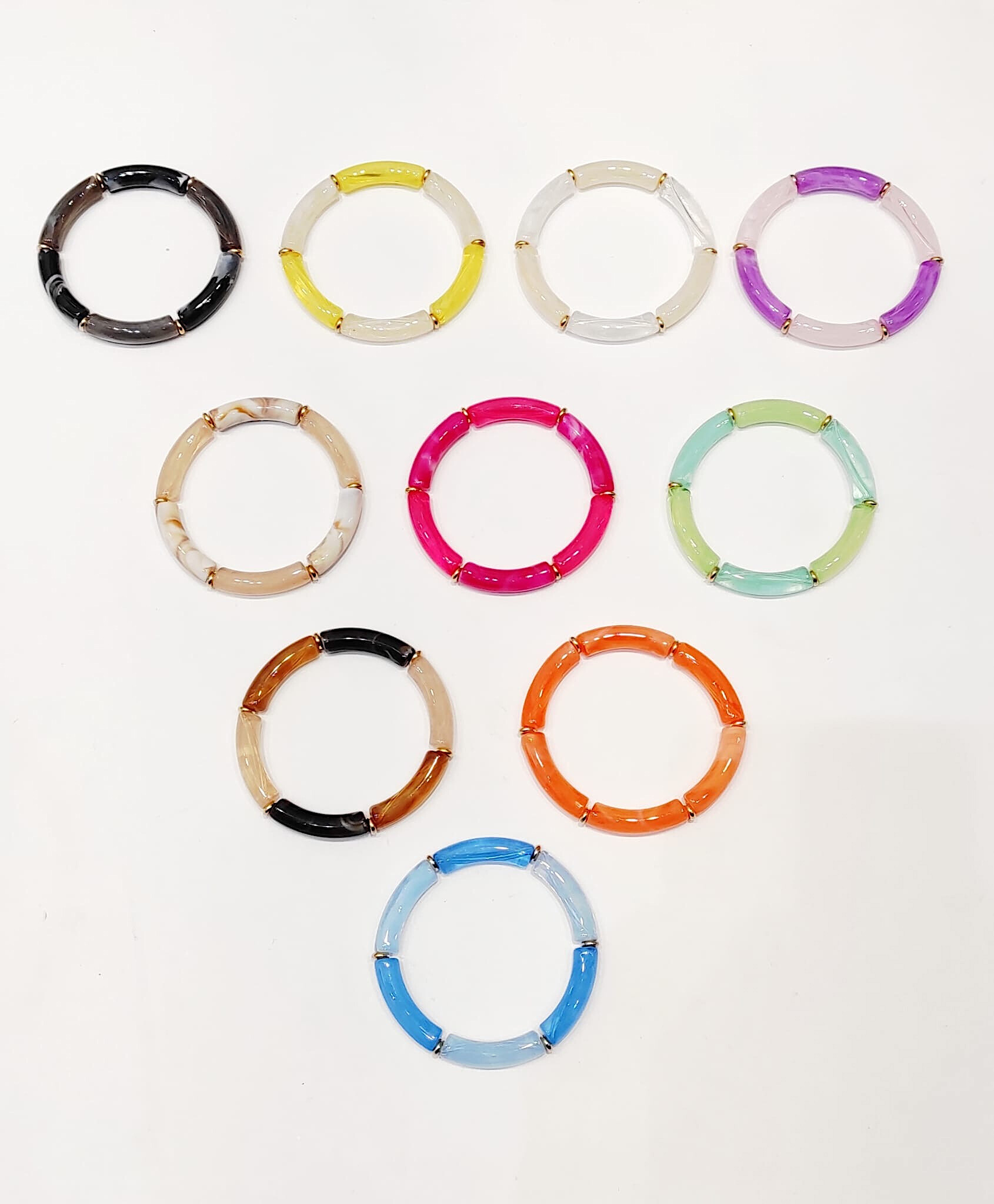 Großhändler Lolo & Yaya - Gemischtes elastisches Armband 7 mm aus Kecy-Harz und Stahl